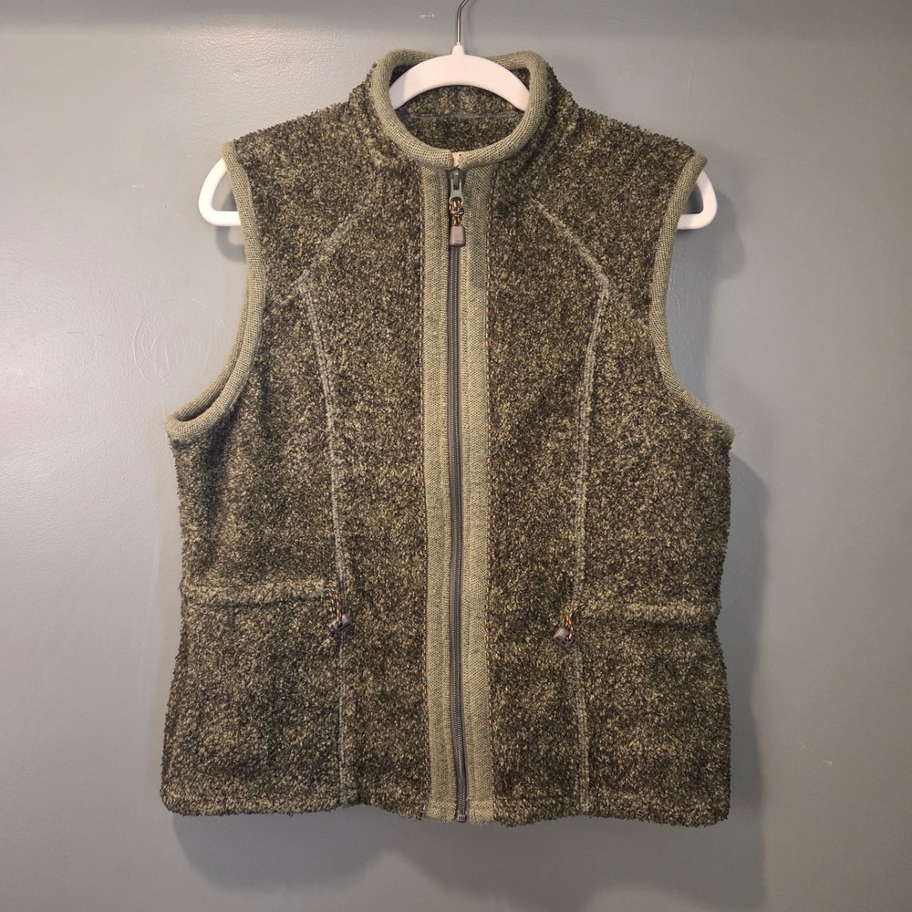 Woolrich Women's Fleece Full Zip Vest Size L Olive Green Heathered Outdoors